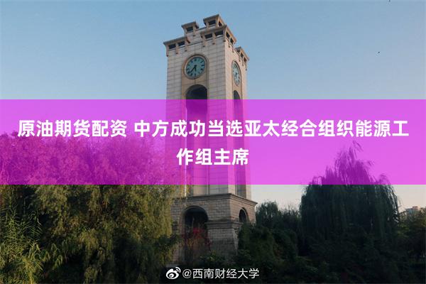 原油期货配资 中方成功当选亚太经合组织能源工作组主席