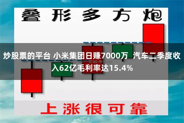 炒股票的平台 小米集团日赚7000万  汽车二季度收入62亿毛利率达15.4%