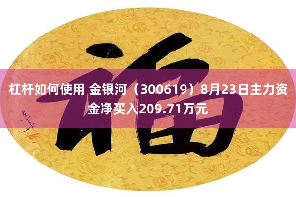 杠杆如何使用 金银河（300619）8月23日主力资金净买入209.71万元