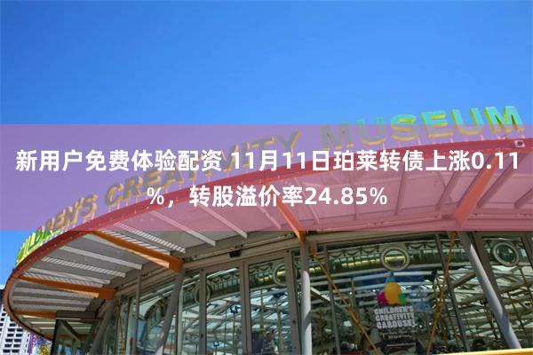 新用户免费体验配资 11月11日珀莱转债上涨0.11%，转股溢价率24.85%